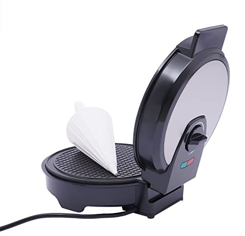 POTYYH Gofrera eléctrica de 1200 W con revestimiento antiadherente, temperatura ajustable, para hacer conos de helado y bolsas de waffle