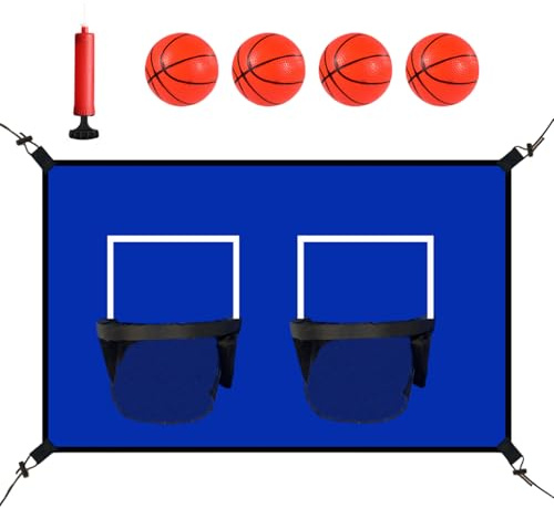 Basketballkorb für den Außenbereich | Tragbarer Basketballkorb für Trampolin | Sportgerät für Kinder mit Bällen und Pumpe, Erholung, Springspaß im Garten
