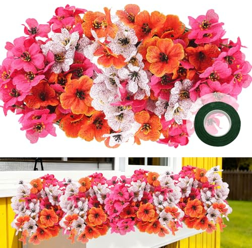 msymsyu 7 Bündel Künstliche Blumen Balkonkasten 35cm Kunstblumen wie echt | 3 Farben, Wetterfest, Künstliche Blumen für Draußen, Hochzeiten, Wanddekoration, Innen-Outdoor Balkon Deko