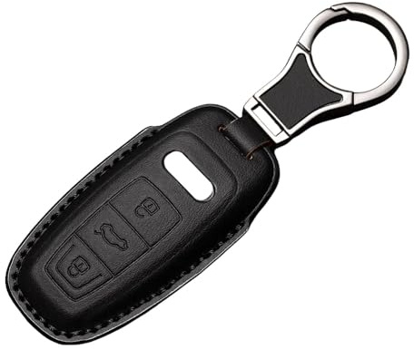 Schutzhülle für Autoschlüssel, kompatibel mit Audi A3, A4, A5, A6, A7, A8, A6L, A8L, Q5, Q7, Q8, RS6, RS7, S3, S6, S7, SQ7, SQ8, C8, D5, E-Tron Sportback (Braun A) (Schwarz C)