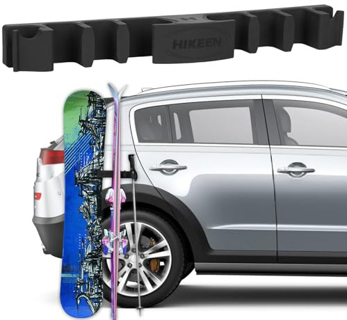 BOOSTEADY Portasci e Tavole da Snowboard Magnetici per Auto, Supporti Antiribaltamento con Protezione Vernice, Fino a 4 Paia di Sci o 2 Snowboard + 2 Bastoncini