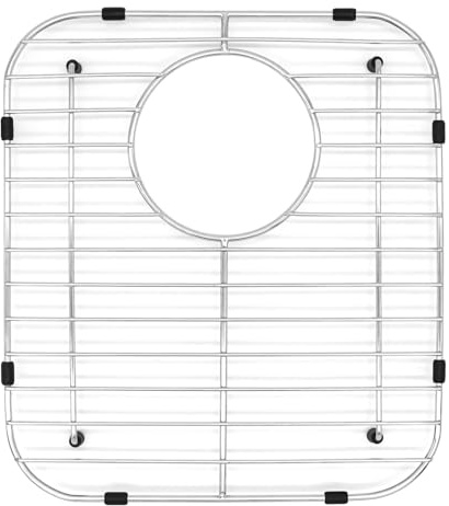 13.2 X 11.8 Inch Stainless Steel Sink Protector Grid with Rear Drain Hole, Non-Slip Feet, Rust-Resistant Metal Grate for Single Sink Bowls