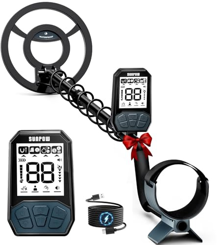 SUNPOW Metal Detector Ricaricabile per Adulti e Bambini - Rilevatore Oro 4 Modalità con Bobina 8 Impermeabile IP68 - Batteria 20H con LCD Retroilluminato - OTMD17
