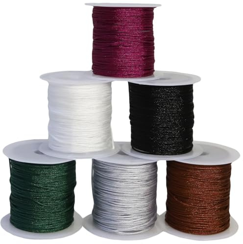 HENGLUO 6 Farben Nylonschnur für Armbänder, 0.8mm Makramee Armbänder Schnur, 10M/Rolle Perlenschnur für Freundschaftsbänder, Erdfarben Faden Zum Weben von Armband, Halsketten und Schmuckstücken