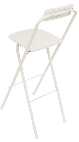 BVDHASDBT Sgabello Pieghevole Imbottito - Sgabello Pieghevole Alto Con Schienale Alto, Gambe In Metallo Robusto, For Cucina, Bar, Negozio E Sala Da Pranzo(White,70cm)