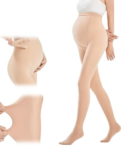 Gravidleggings - Genomskinliga fleecefodrade strumpbyxor, Stretchiga komfortleggings för gravida kvinnor, Varma vinterstrumpbyxor för gravida(Natural,300g)