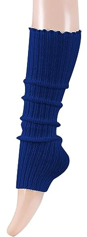 Stulpen Blau,Stulpen Damen,80er Jahre Outfit,Neon-Strick,Gerippt,Gehäkelt,Slouch-Socken,Tanzparty,Sport,Yoga,Y2K,Fitness-Wärmer für Fasching Karneval Tanzen 80er Aerobic Kostüm,