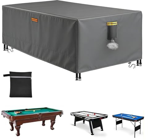 6/6.5/7/7.5/8/8.5/9/10/12FT Billiard Pool Table Covers Waterproof Cover for Pool Table with Storage Bag Indoor Outdoor Sun Snow Dust Protection Snooker Tables Covers,grey,6ft(204×112×82cm)