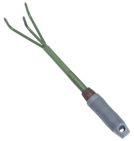 HYTROVE Attrezzo da Giardino Strumento Affidabile Portatile a Tre Denti in Ferro e Plastica Verde per Lavorare Prato e Cortile Facilità