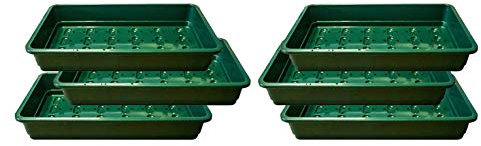 Britten & James Professional Standard Seed Tray Green with Holes [Pack of 6] 37.5 x 23cm/15 x 9. Heavy duty trays made from extra thick plastic with efficient drainage holes