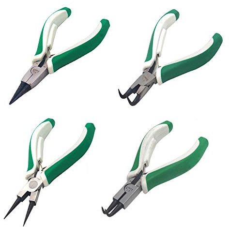 4 Pcs Mini Snap Ring Pliers Set Heavy Duty External/Internal Circlip Pliers with Straight/Bent Jaw for Ring Remover Retaining