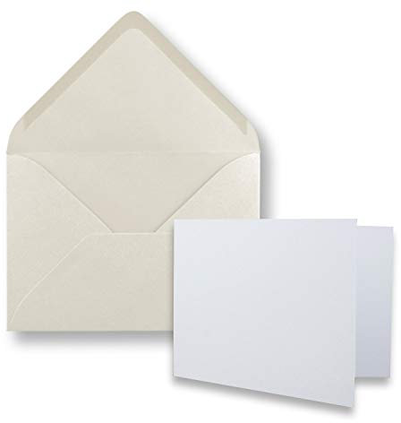 FarbenFroh by GUSTAV NEUSER 25x Stück Karte mit Umschlag Set Faltkarten DIN A7 quer 10,5 x 7,4 cm Hochweiß mit Brief-Umschlägen C7 Naturweiß Nassklebung