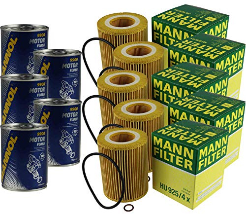 MANN Lot de 5 filtres à huile HU 925/4 x + 5 x rinçage moteur SCT