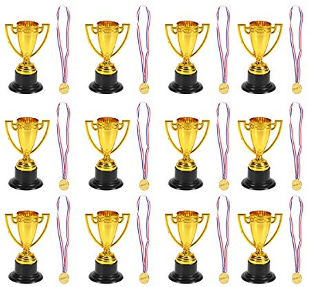 TOYANDONA 24Pcs Bambini di Aggiudicazione Trofei Mini Premio Trofei Giocattolo Medaglie di Plastica Gold Trophy Bambini Trofei E Medaglie Oro Trofei Coppa Trofei Giocattolo per I Bambini