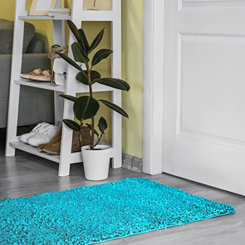 Mazovia Tappeto Passatoia Corridoio 140x400cm Blu Tinta Unita Pelo Lungo | Tappeto Passatoia per Cucina Lavanderia Camera da Letto Morbido e Soffice Facile da Pulire Minimalista Venduto al Metro