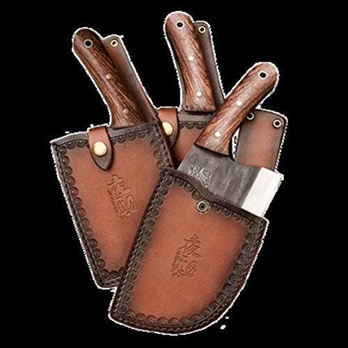 Damasco hecho a mano Cuchillo de carnicería de carnicería de ancho Cuchillo de picado Cuchillo Chino Camping Camping Serbio Chef Cuchillo Handle de madera de ébano (Color : Red)