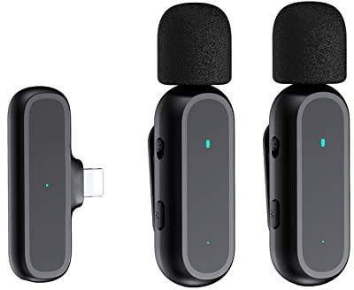 Andoer Portatile One-Trigger-Two Wireless Clip-on Microfono System Registrazione Video Mic Portata di Trasmissione 20M Batteria integrata con Sostituzione della scatola di Ricarica per Phone