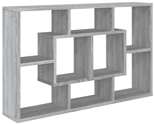 vidaXL Wandregal, Hängeregal mit viel Stauraum, Bücherregal für Schlafzimmer Wohnzimmer, Schweberegal Büroregal Regal, Grau Sonoma Holzwerkstoff