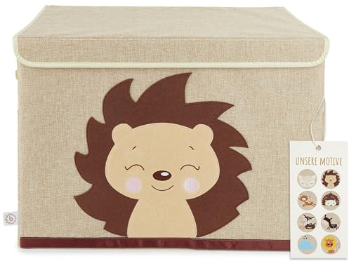 Bieco Hedgehog Piksi - Grande scatola portaoggetti con coperchio, per la cameretta dei bambini, pieghevole, con coperchio, capacità 65 l