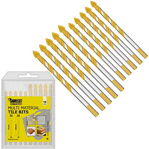 SabreCut SCTBB10 13/64 (5 mm) e 6 mm (6 mm), set di punte da trapano per piastrelle in ceramica e granito, con scatola resistente
