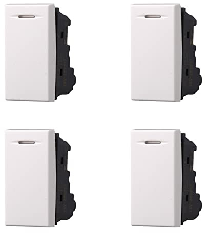 4 Pezzi Interruttore Unipolare, Compatibile Con Bticino Axolute (Bianco)