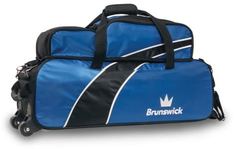 Brunswick Edge Tournament Sac de Bowling Triple avec Pochette à Chaussures Unisexe, Bleu, Taille Unique
