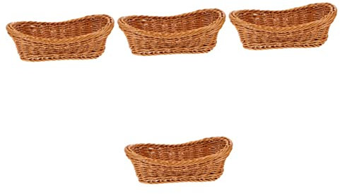 Cabilock 4 Stück Gewobener Korb Weidenkörbe Aus Kunststoff Halter Für Speisenausgabe Leerer Geschenkkorb Brotkorb Aus Polyweide Handgefertigter Weidenkorb Rattan Spielzeug Nähen