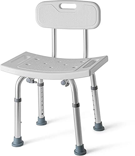 PTHTBL Sedia da Doccia, sedie da Bagno Regolabili Anti-Slip con Schienale e Manici, Sgabello del Sedile Imbottito Vasca da Bagno per Handicap per disabili Anziani,Bianca