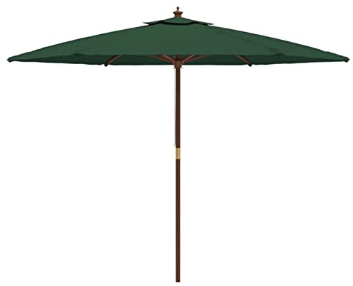 Homgoday Sonnenschirm mit Holzmast Balkonsonnenschirm Kippbarer Gartenschirm Mit 6 Rippen Strandschirm Schirm für Garten Balkon Terrasse Grün 299x240 cm
