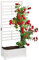 Relaxdays Fioriera con Grigliato da Balcone, 171x71,5x32 cm, in Legno, Portavasi con Spalliera Separè da Esterno, Bianco, 171 x 71.5 x 32 cm