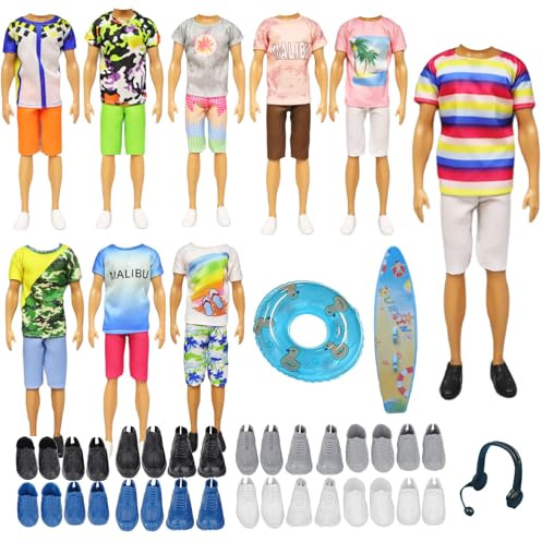 Puppenkleidung Kompatibel mit Ken Kleidung und Zubehör, 15 Pack Clothes and Accessories Jungen Puppen 4 Freizeitbekleidung 4 Hosen 4 Paar Schuhe 3 Accessories für Doll 12 Zoll Jungen Puppen