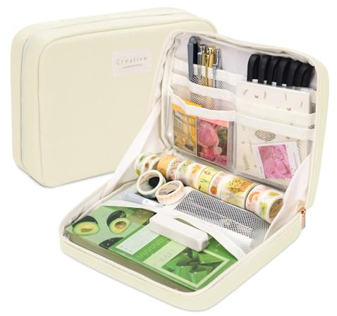 Haohai Trousse à Crayons de Rangement, Trousse de Grande capacité pour étudiants, Trousse en Toile Belle et Durable, Convient pour Le Rangement au Bureau, Le Rangement pour Le Maquillage (White)