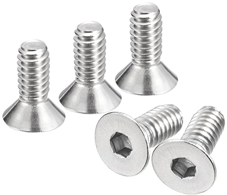QUARKZMAN 1/4-20x5/8 Plana Avellanada Hueca Cabeza Tornillos, 20uds 304 Inoxidable Acero Hexagonal Zócalo Plana Cabeza Tornillos, Completa Rosca, Avellanados Pernos