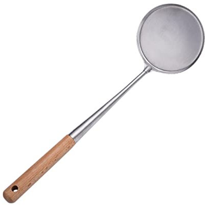 Cabilock Cuchara Espumadera Plana Cuchara Para Freír Cucharas De Cocina Planas De Acero Inoxidable 304 Mango Fácil De Limpiar
