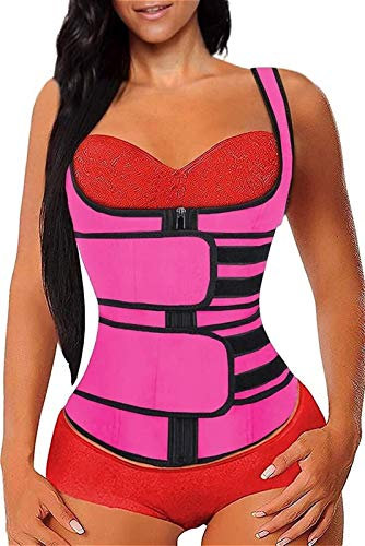 WEITING Taillenmieder Neopren Bauchweggürtel Damen Waist Trainer Gürtel Bauchgurt Fitnessgürtel Korsett Bauch Weg Gerät Schwitzgürtel Sauna Body Shaper Saunaanzug (Color : Pink, Size : M)