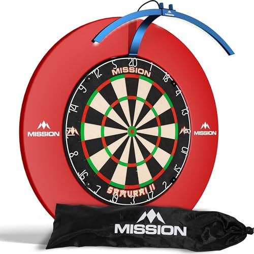Mission Darts TOR100 Torus 100 | Dart Board LED Folding Portable Dartboard Travel Lighting System (Metallic Blue)