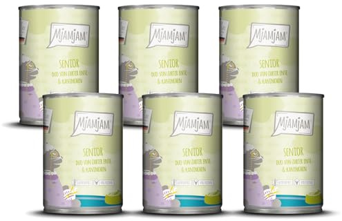 MjAMjAM - Comida húmeda Premium para Gatos - Senior - Duo de Pato tierno y Conejo, 6 Pack (6x400g), sin Cereales
