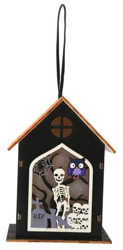 ULDIGI Halloween-haus Zum Aufhängen Dekoratives Holzhäuschen Hängende Türdekoration Für Haus Fenster Und Wand