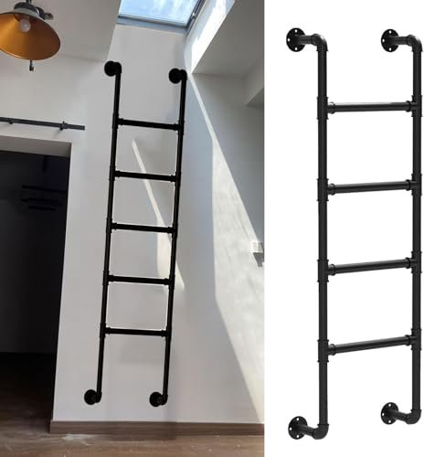 An der Wand montierte Metallleiter, 1,2/1,5/1,8/2,1/2,4/2,7/3 Meter, Notausstiegsleiter für Fensterschacht, Mehrzweck-Kletterleiter für den Außenbereich für Dachboden, Balkon, Deck, Wohnmobil(105cm/41