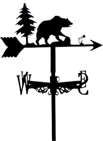 Camino de meteorología Vane del techo del techo del oso meteorólogo Viento decorativo del viento del viento decorativo 12.6x10.3 pulgadas Indicador de dirección del viento para la granja del jardín d