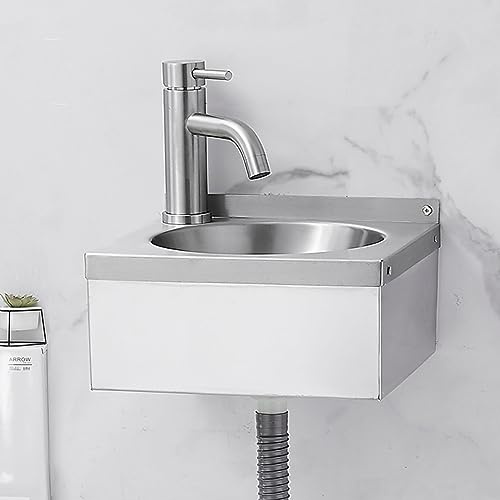Lavello da Cucina Commerciale a Parete Piccolo in Acciaio Inox 304, lavamani, Facile da installare, lavello per Camper, Bar e Pub (B-30x27x13,5 cm)
