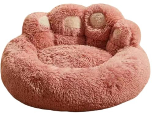 Hundebett, Waschbar Hundekissen, Hundekorb, Flauschiges Hundebett for Große, Mittelgroße & Kleine Hunde, Anti-Angst-Kunstfell-Kuscheltier, Flauschiges(Pink,XXL Diameter 90cm)