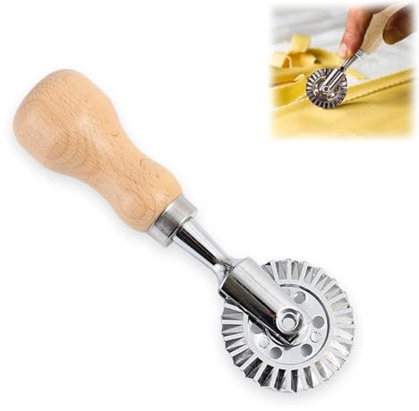 vcsjw Gezähnter Teigrad Mit Einzelner Klinge,Nudelschneider-Rad, Gebäck-Rad, Pasta Cutter Wheel,Spülmaschinenfest,Ravioli Crimper Cutter Rad,Küchenprofi Ravioli Rad,Für Privat- Und Restaurantküchen