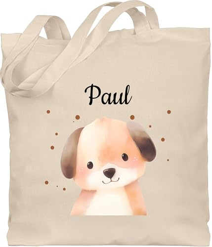 Geschenk mit Namen personalisiert by Shirtracer - Baumwolltasche - Hunde - Süßer Hund personalisiert I Geschenk Hundeliebhaber I Geschenk für Kinder mit Name I Fellnase I Dog I Kindermotiv Hund I