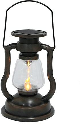 UKCOCO 1stück Vintage Solar Kerosene Lampe Retro Handheld Laterne Für Outdoor-dekoration Garten Terrasse Und Partys Wetterfest Rostfarbe -flammeffekt