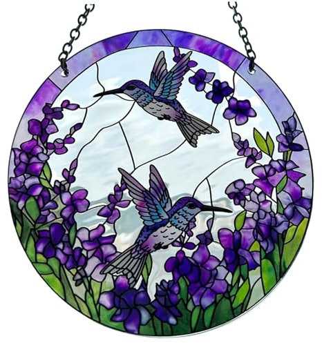 Sonnenfänger zum Aufhängen für Fenster aus Buntglas 15,2 cm großer Kolibri-Sonnenfänger für Buntglasfenster Sonnenfänger aus Buntglas mit Kette und Saugnapf