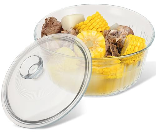 BESTonZON Pentola Casseruola Rotonda Borosilicato Con Per Forno e Piano Per e Stufati Design Trasparente