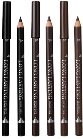 IGEAIIE 6 PCS Eyebrow Pencil and Eyeliner Pencil Set, Waterproof Brow Pencil for Precise Definition, Long-Lasting Smudge-Proof Makeup, Includes Black, Medium Brown, and Dark Brown