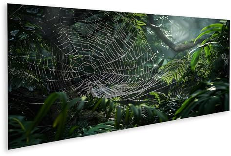 islandburner Prime Bild auf Leinwand Spinnennetz im tropischen Dschungel bei Sonnenaufgang Bilder Wandbilder Poster