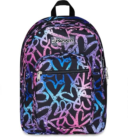 Seven Zaino Scuola Freethink, Multicolore, Doppio Scomparto Con Tasca per PC e Tasca per Borraccia, 34 L, Scuola Media e Superiore, Zaino Ragazza
